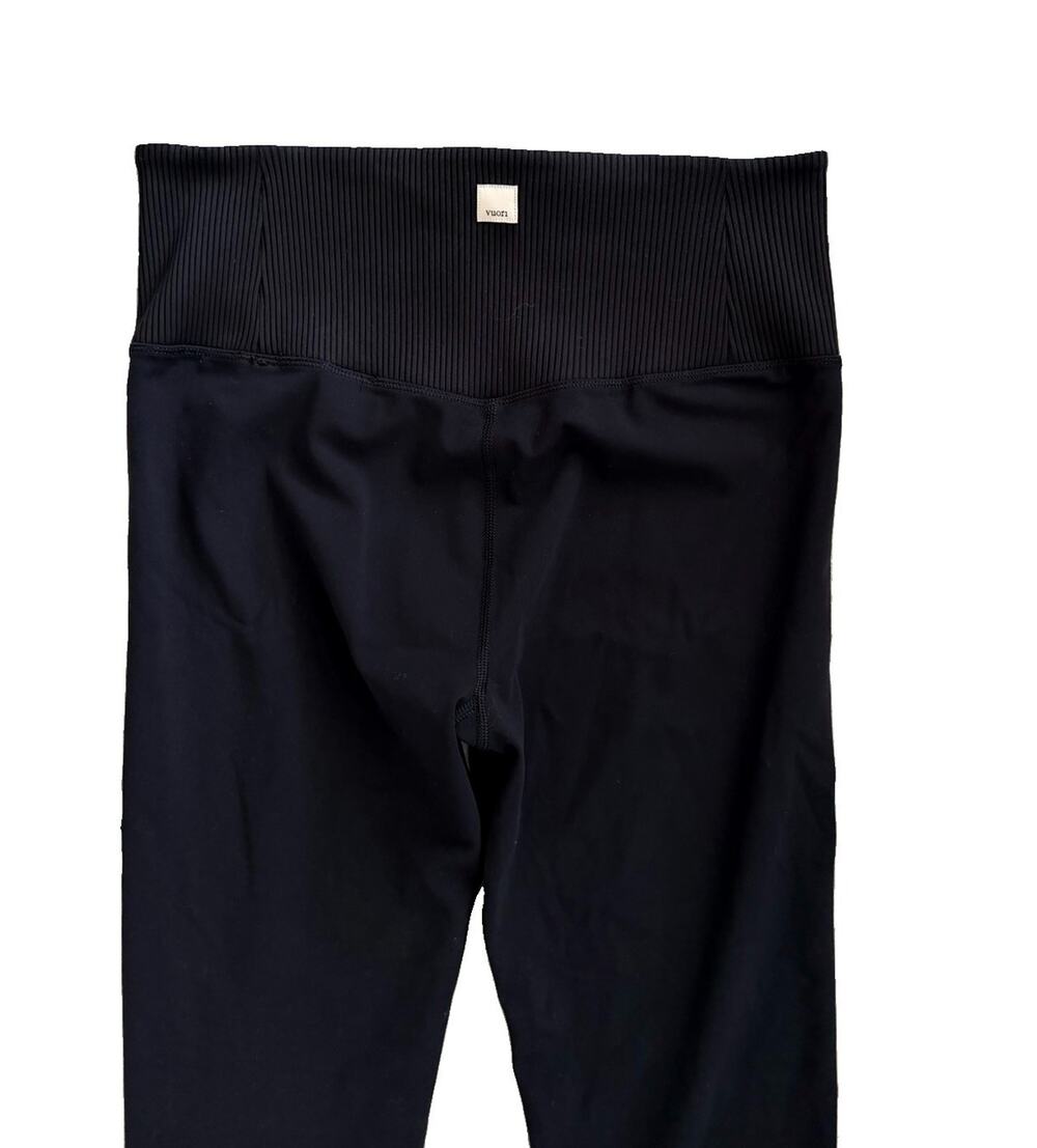 Vuori Womens Rib Studio Leggings Logo Sz L Black Athleisure
